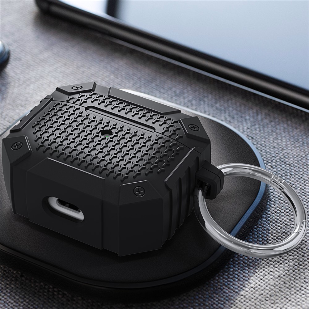 Full Protection TPU Earbud Protective Case for with Carabiner for Apple AirPods 3 - Black-2
