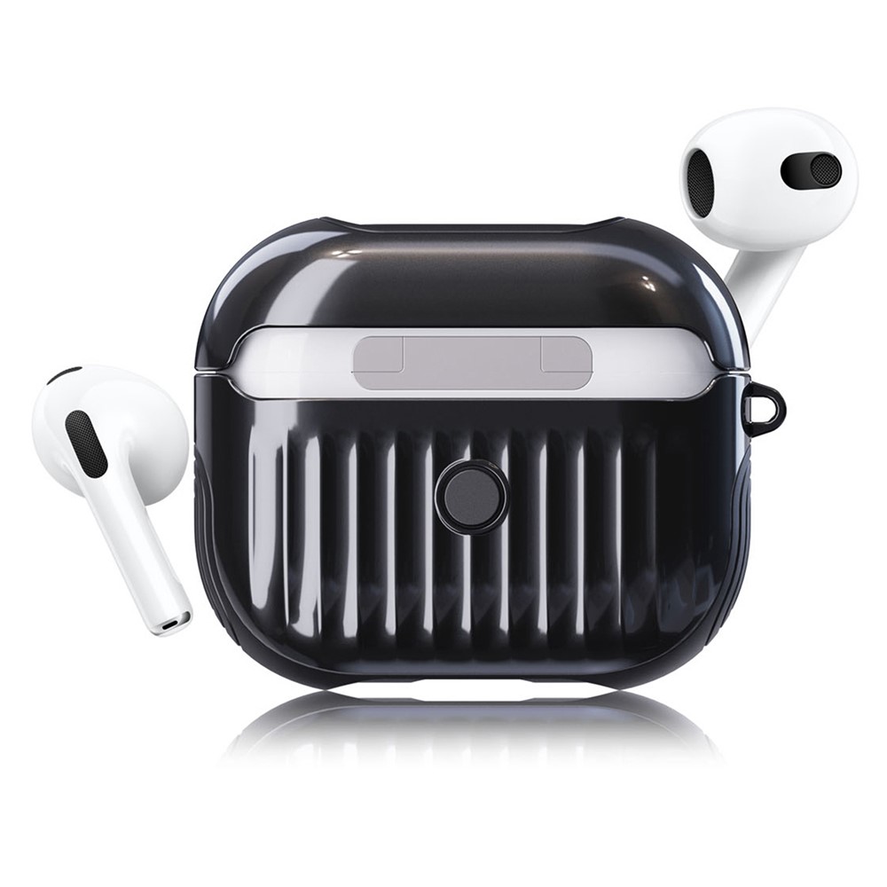 Suitcase Style Glossy Rubberized PC + TPU Earphone Charging Box Protective Cover Case for Apple AirPods 3 - Black-1