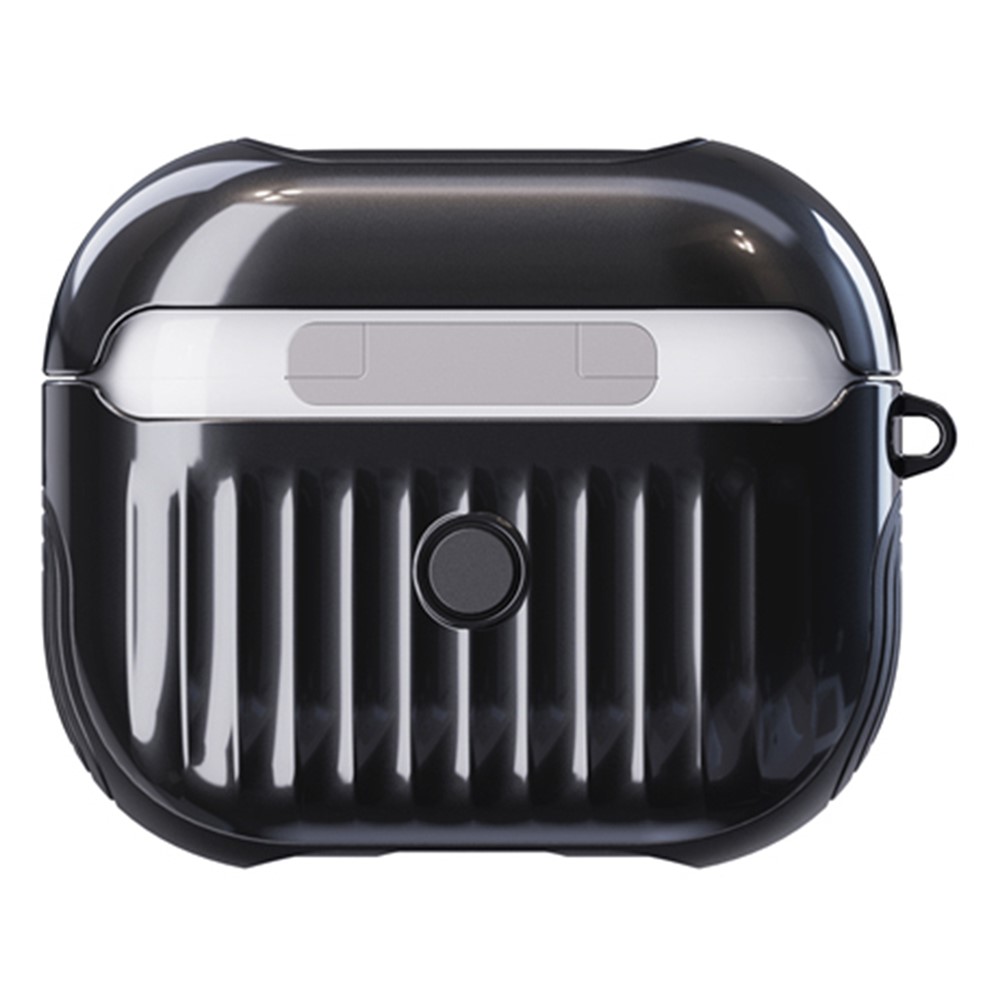 Suitcase Style Glossy Rubberized PC + TPU Earphone Charging Box Protective Cover Case for Apple AirPods 3 - Black-2