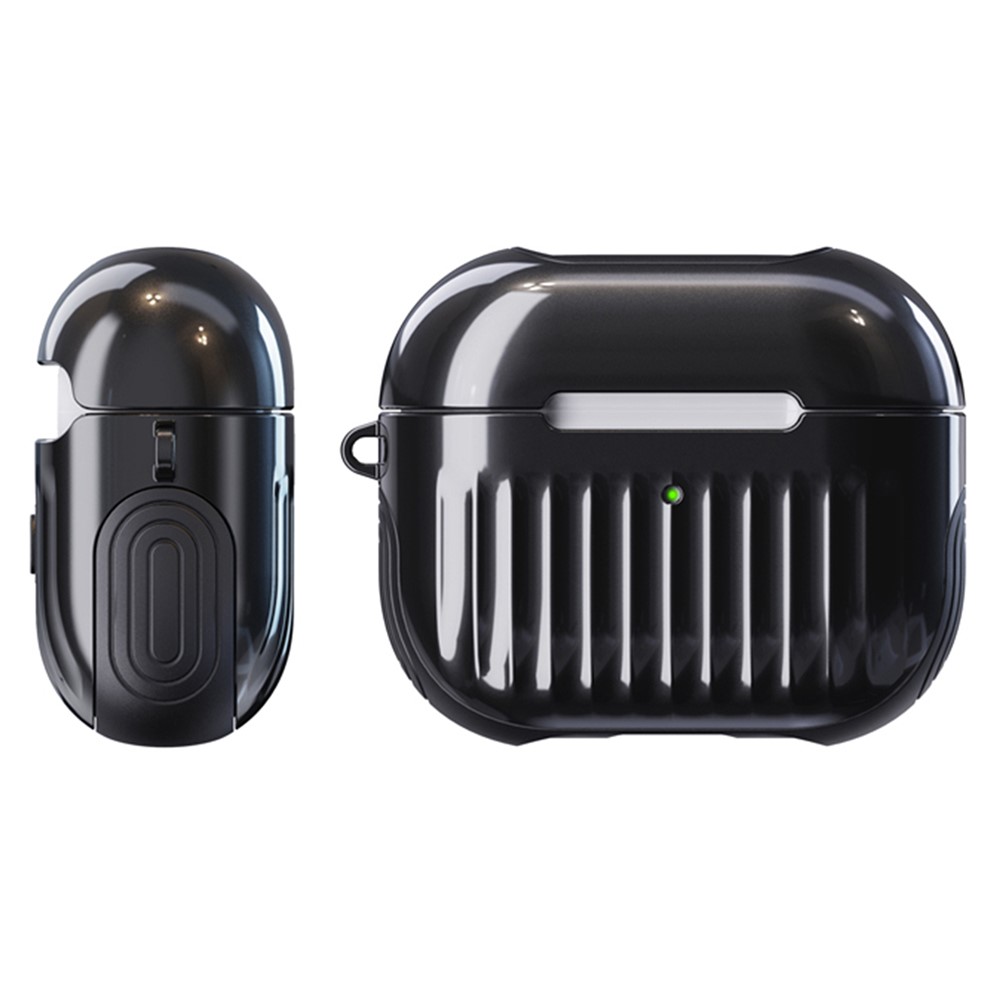 Suitcase Style Glossy Rubberized PC + TPU Earphone Charging Box Protective Cover Case for Apple AirPods 3 - Black-3