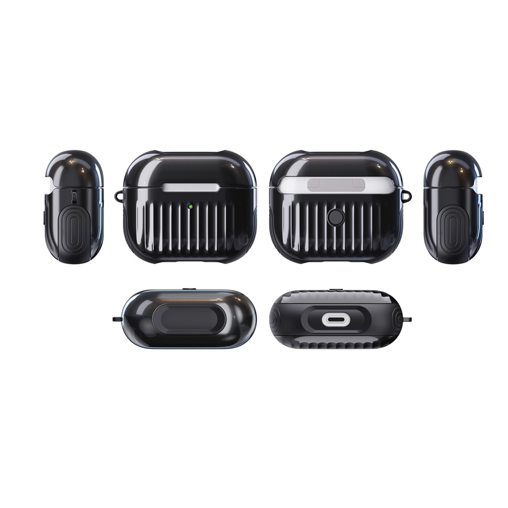 Suitcase Style Glossy Rubberized PC + TPU Earphone Charging Box Protective Cover Case for Apple AirPods 3 - Black-4