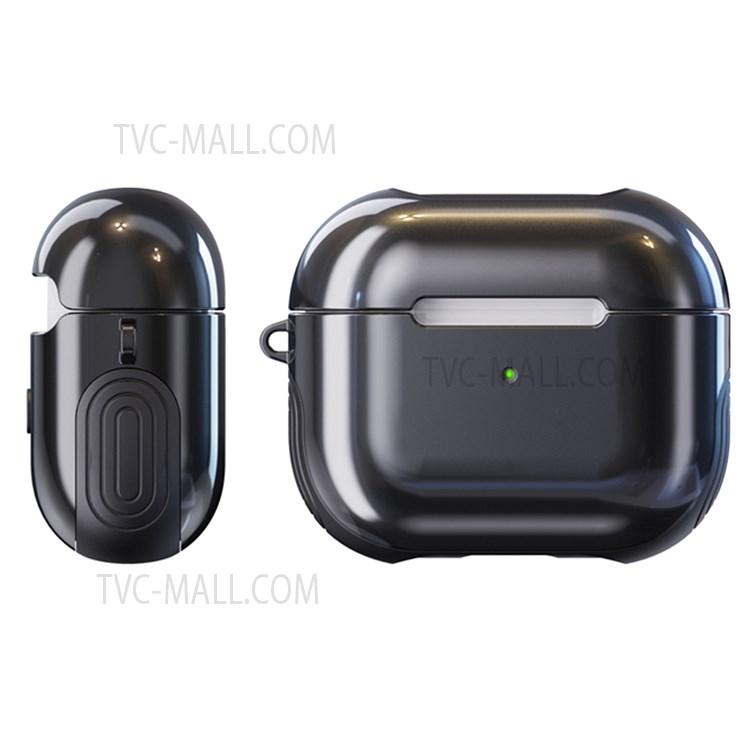 Glossy Rubberized PC + TPU Earphone Charging Box Protective Case Anti-drop Dustproof Cover for Apple AirPods 3 - Black-3