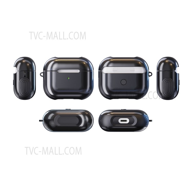 Glossy Rubberized PC + TPU Earphone Charging Box Protective Case Anti-drop Dustproof Cover for Apple AirPods 3 - Black-4