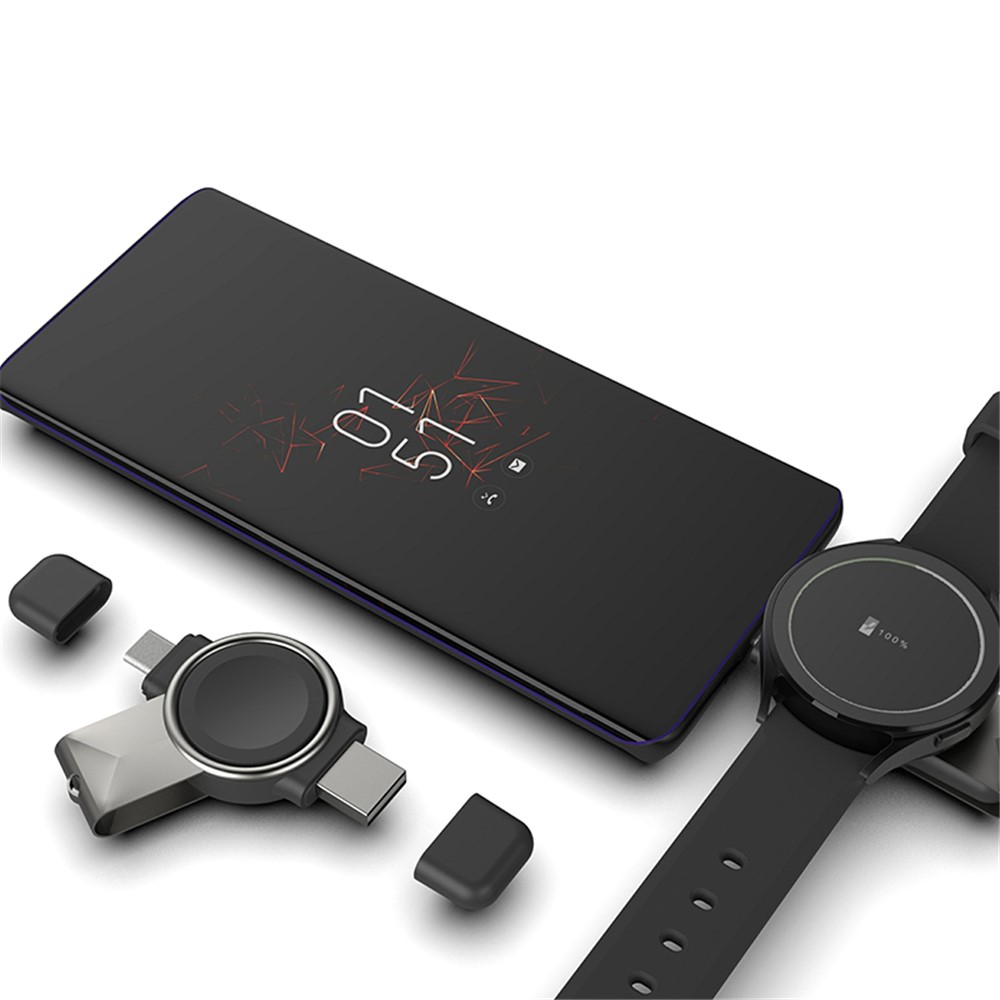 T304-S Usb+tipo-c 2 en 1 Cargador Rápido Inalámbrico Magnético Para Samsung Galaxy Watch 3 4/Galaxy Watch Active 1 2-7