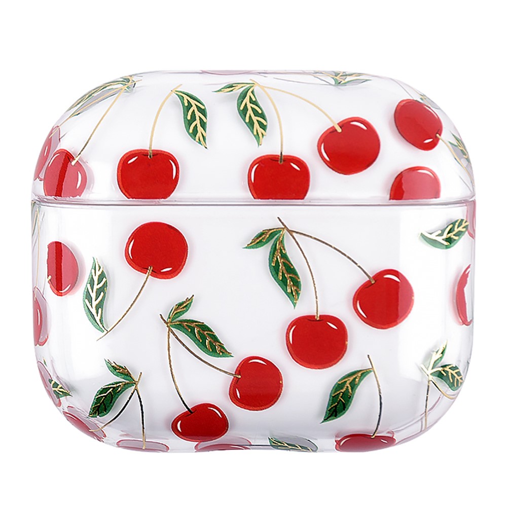 Fruit Flower Pattern Gold Stamping Hard PC Earphone Charging Box Protective Case Cover for Apple AirPods 3 - F05-1