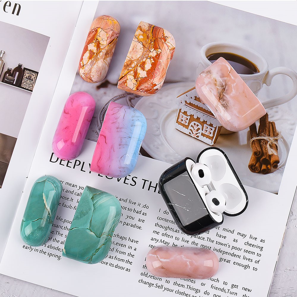 Marble Pattern Dust-proof Hard PC Earphone Charging Box Protective Case Anti-fall Cover for Apple AirPods 3 - S09-7