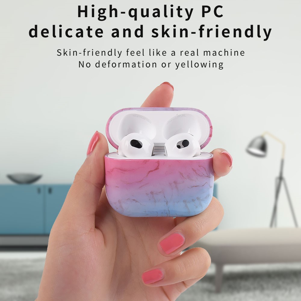 Marble Pattern Dust-proof Hard PC Earphone Charging Box Protective Case Anti-fall Cover for Apple AirPods 3 - S06-3