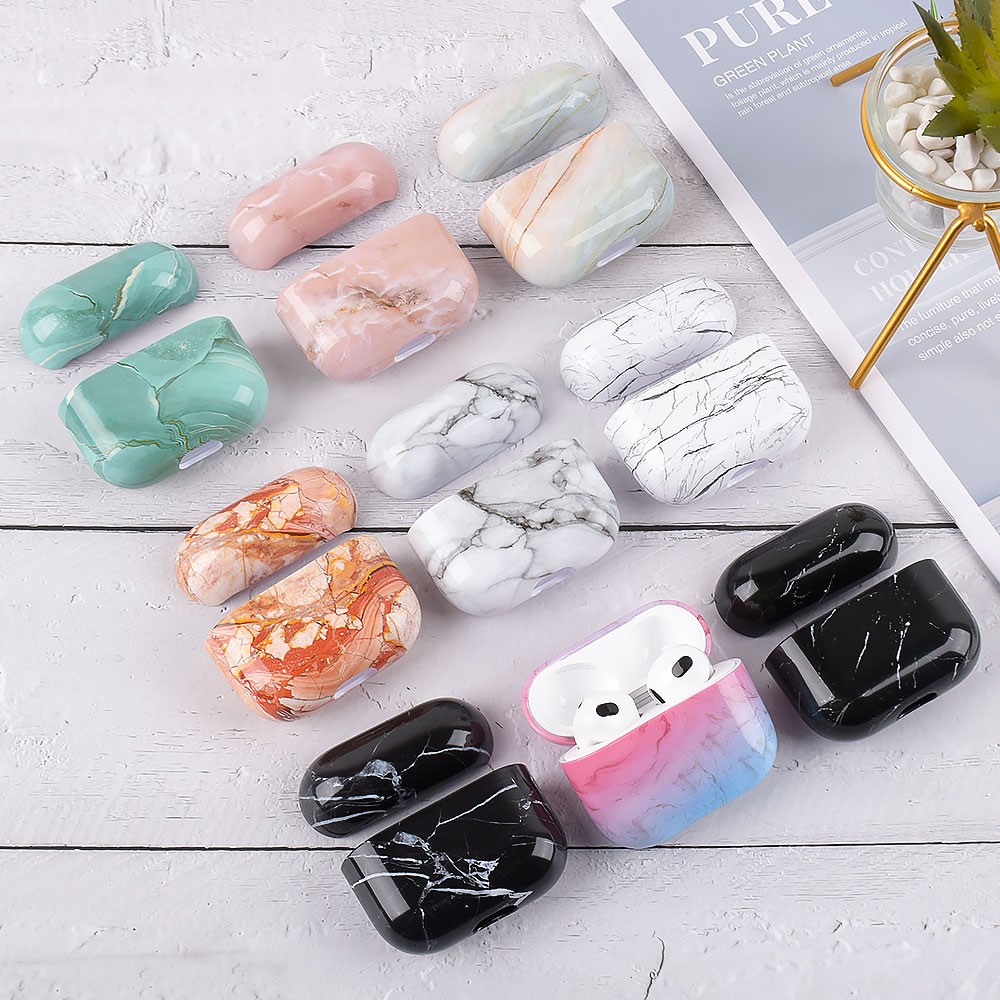 Marble Pattern Dust-proof Hard PC Earphone Charging Box Protective Case Anti-fall Cover for Apple AirPods 3 - S06-6