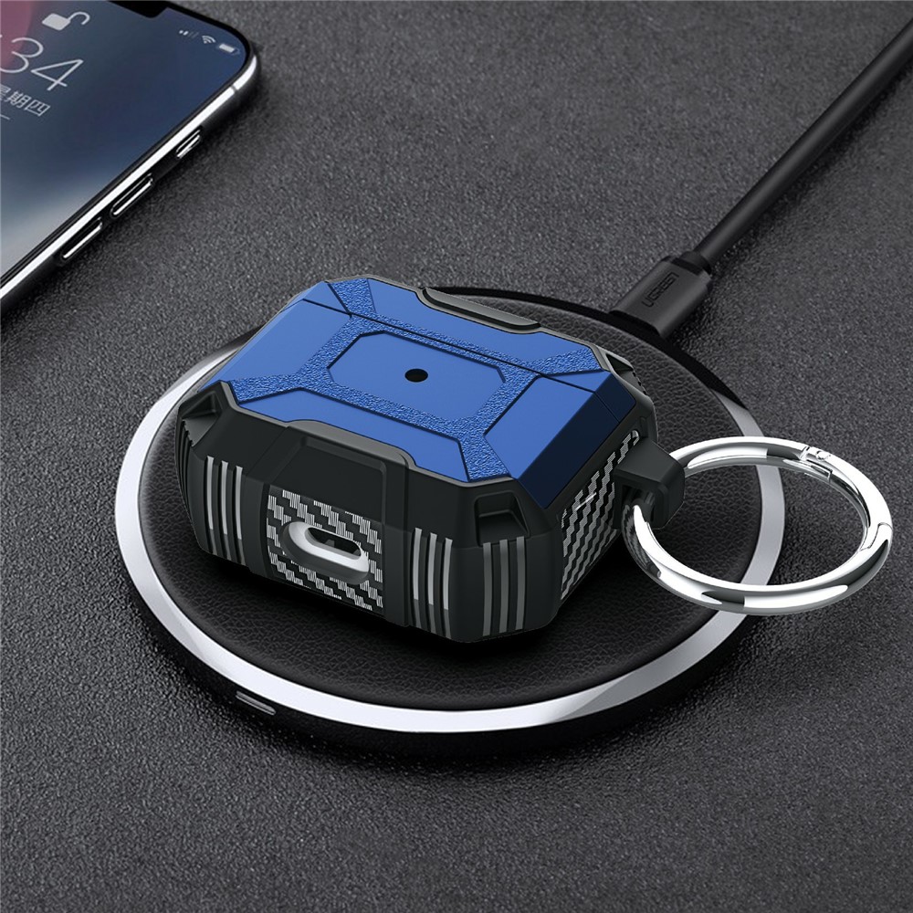 Wireless Earphone Case Sleeve Anti-drop TPU Protective Cover with Hanging Buckle for AirPods 3 - Blue-3