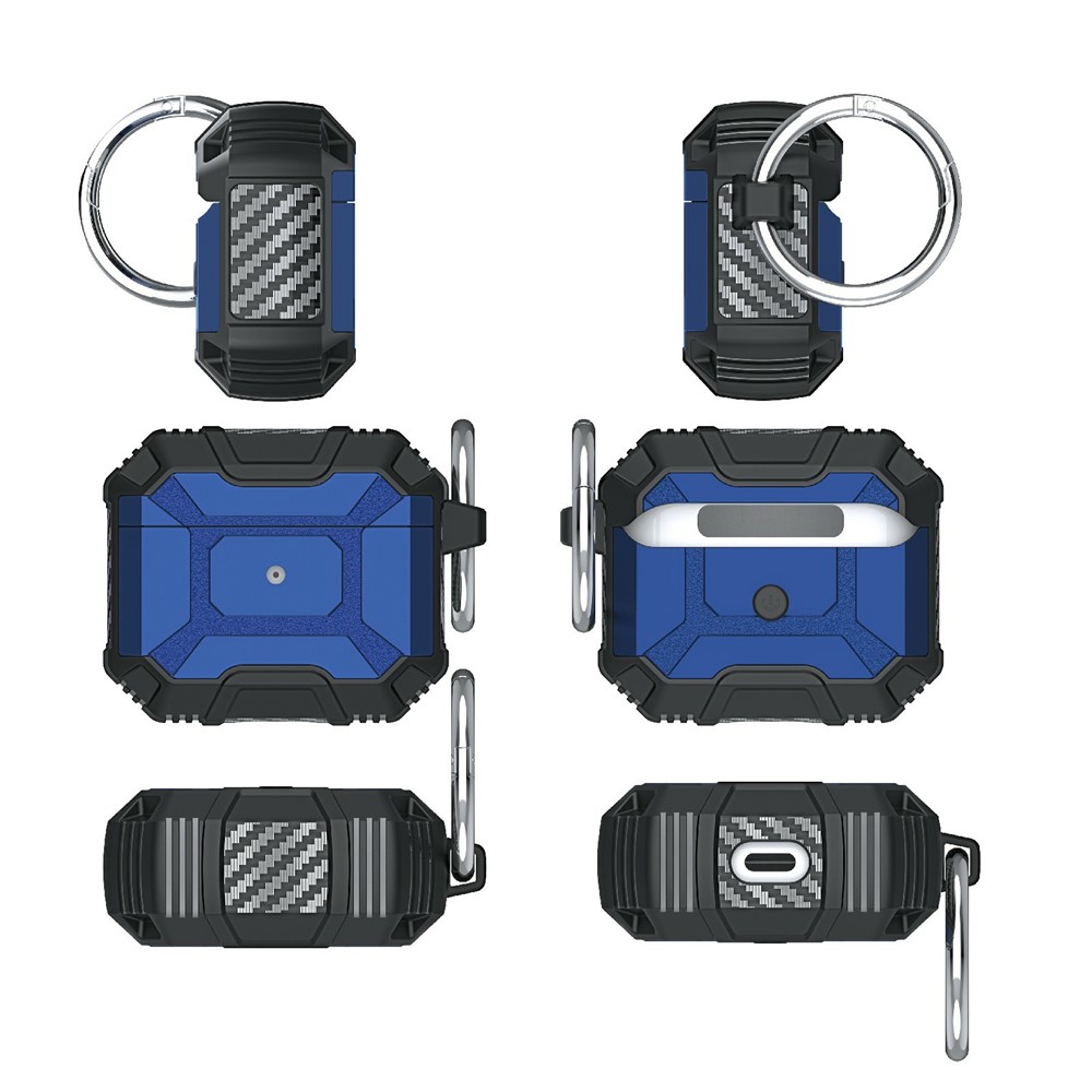 Wireless Earphone Case Sleeve Anti-drop TPU Protective Cover with Hanging Buckle for AirPods 3 - Blue-7