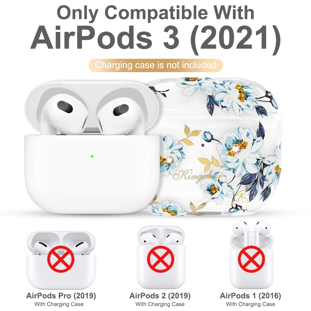 KINGXBAR Fresh Series Scratch-resistant TPU Earbuds Case Cover Portable Anti-drop Charging Case Protector with Keychain for Apple AirPods 3 - Gardenia-7