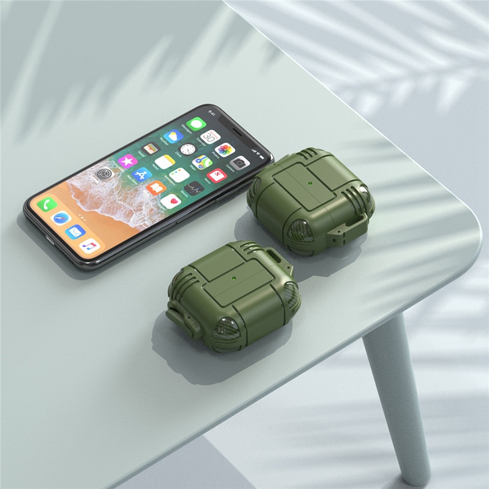 Fashionable Textured Cover Shell Flexible TPU Protective Cover Case for Apple AirPods 3 - Green-4