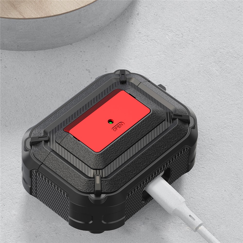 Portable Anti-drop Tpu + pc 2-en-1 Écouteur D'écouteurs Couvercules du Cover Avec Serrure / Boucle Pour Apple Airpods Pro - Type 1