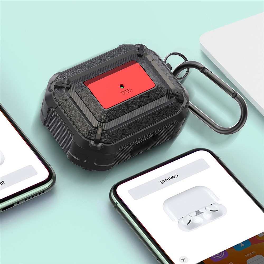 Portable Anti-drop Tpu + pc 2-en-1 Écouteur D'écouteurs Couvercules du Cover Avec Serrure / Boucle Pour Apple Airpods Pro - Type 1