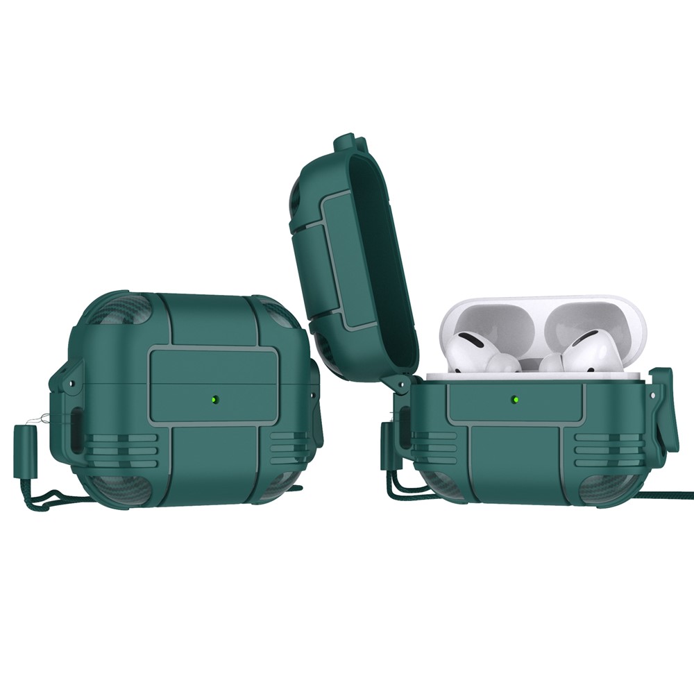 Stylish Bluetooth Earphone TPU Anti-drop Protective Cover Shell with Lanyard for AirPods Pro - Green-1