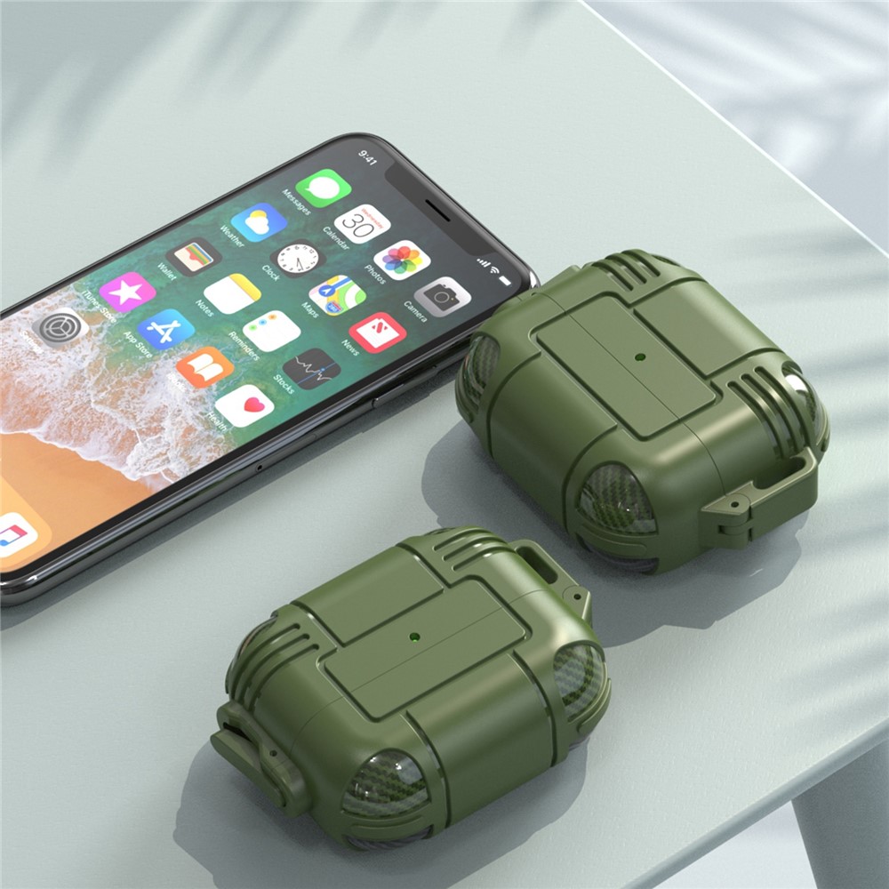 Stylish Bluetooth Earphone TPU Anti-drop Protective Cover Shell with Lanyard for AirPods Pro - Green-6