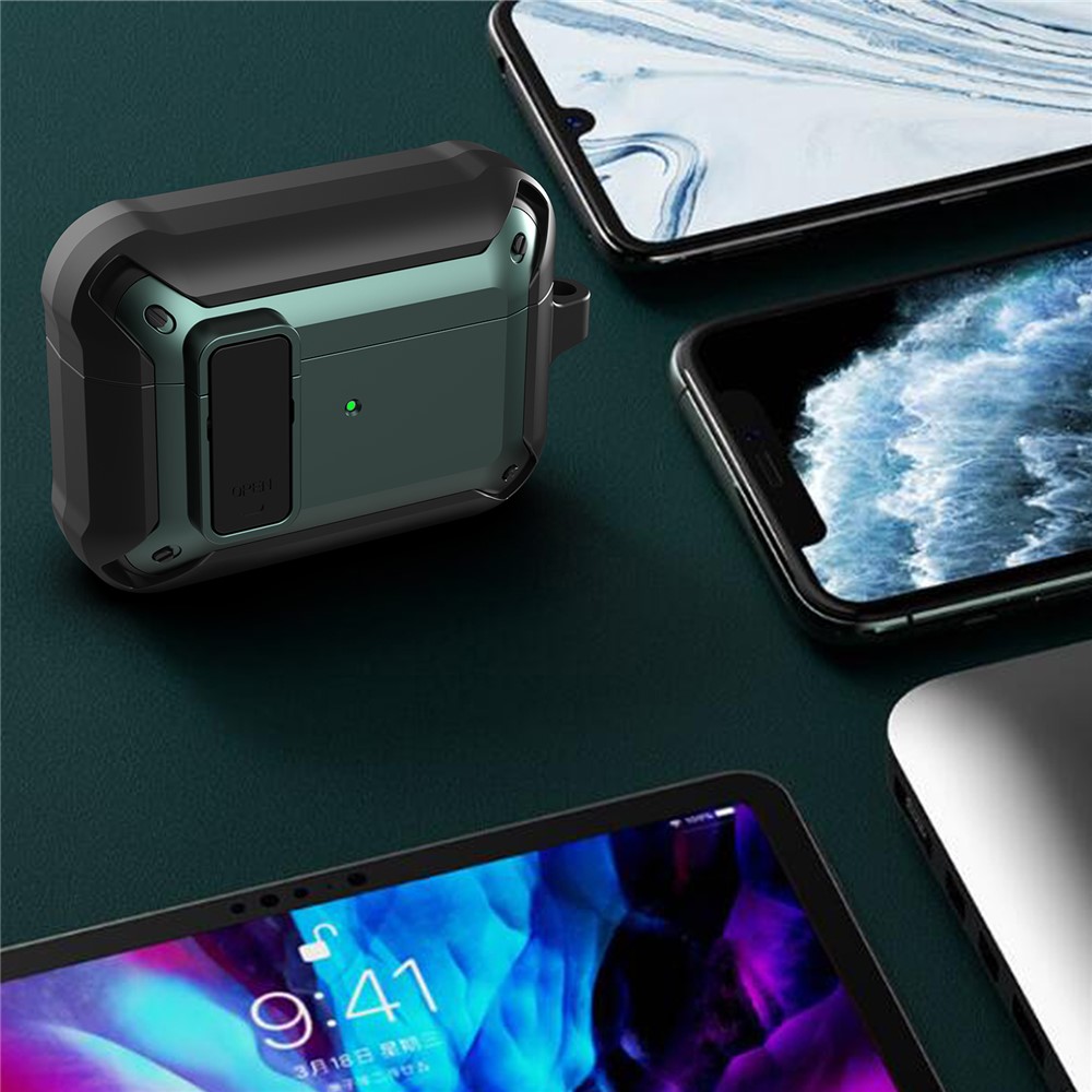 Wireless Earphone Anti-drop TPU+PC Protective Cover Case with Snap-on Lid Design for AirPods Pro - Style 1-9