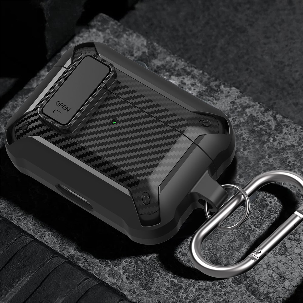 Carbon Fiber Texture Snap-on Lid Design Wireless Earphone TPU+PC Protective Cover Case for AirPods Pro - Style 1-6