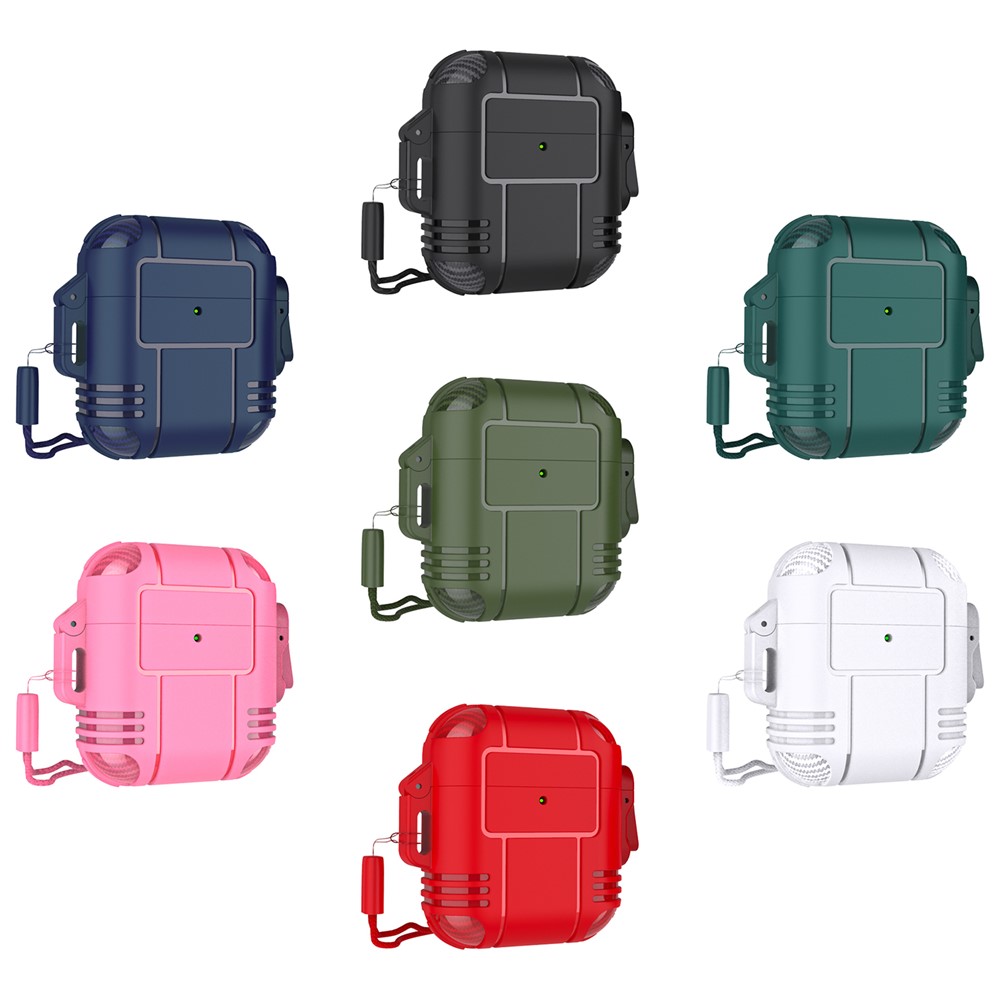 Robot Shape TPU Anti-drop Earbuds Case Protector Scratch Resistant Portable Earphone Charging Case Cover with Strap for AirPods 1/2 - Black-6