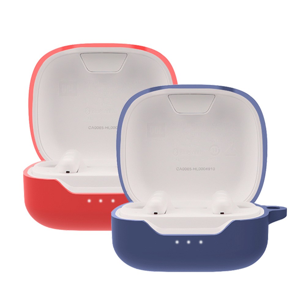 For JBL C260 TWS Bluetooth Earphone Silicone Case Earbuds Charging Box Anti-scratch Protective Cover with Buckle - Dark Blue-5