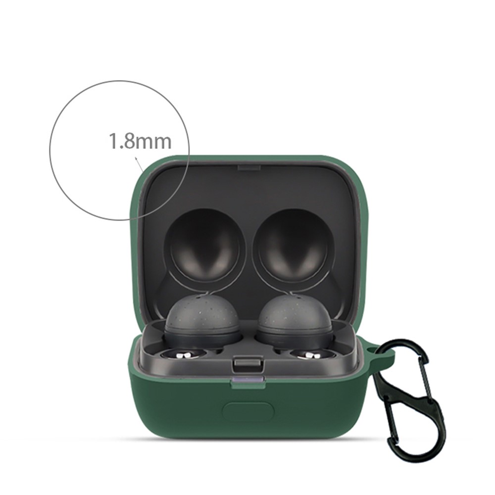 For Sony WF-L900 Earphone Charging Box Silicone Protective Case Bluetooth Earbuds Cover with Buckle - Blackish Green-4