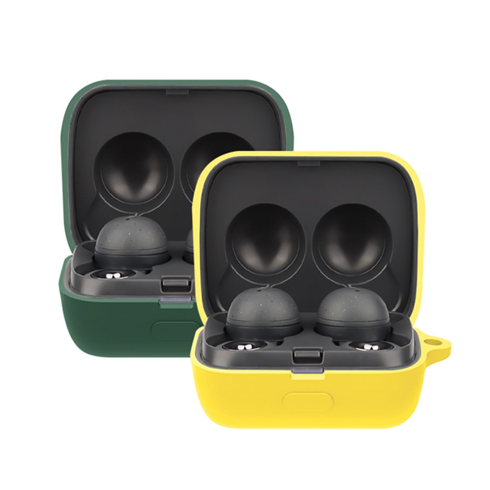 For Sony WF-L900 Earphone Charging Box Silicone Protective Case Bluetooth Earbuds Cover with Buckle - Blackish Green-6