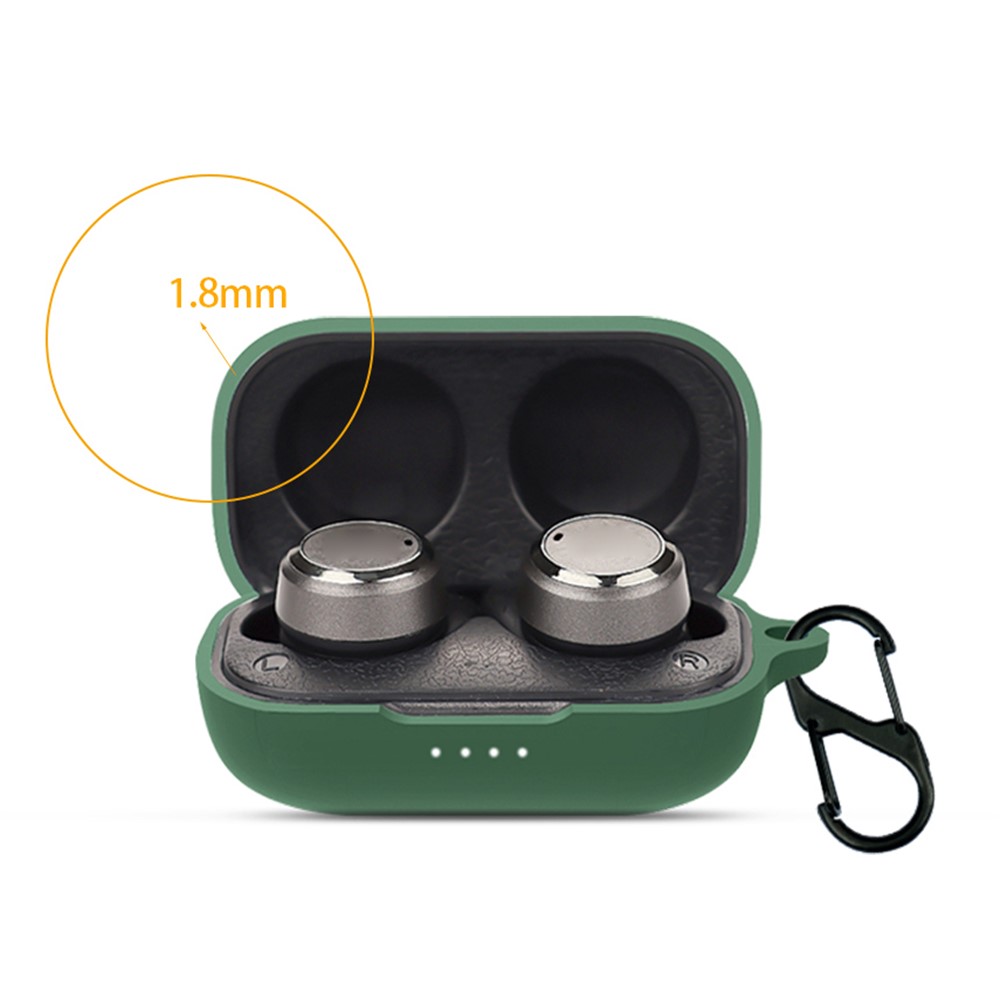 For JBL T280 TWS Earphone Silicone Case Dustproof Headphone Protective Cover with Hanging Buckle - Blackish Green-3
