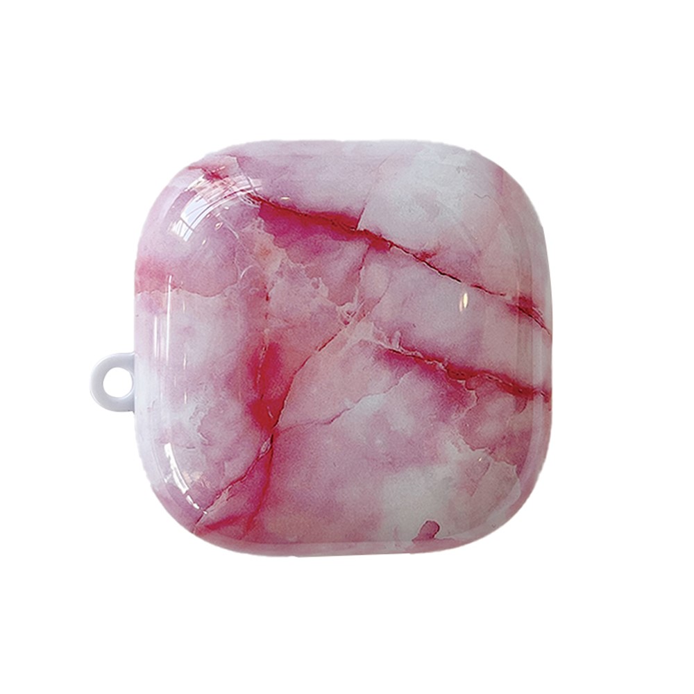 For Beats Fit Pro Bluetooth Earphone Hard PC Protective Case Marble Pattern Anti-drop Dustproof Cover - Pink/White-1