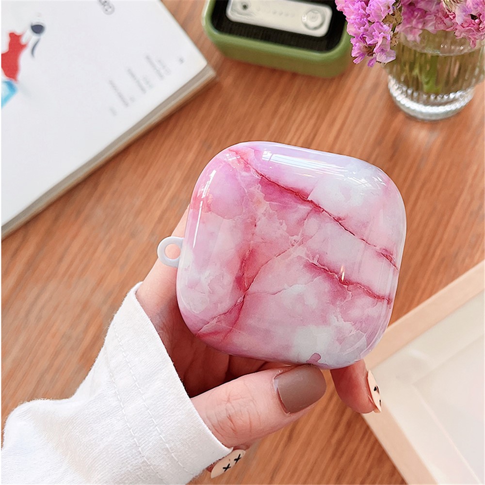 For Beats Fit Pro Bluetooth Earphone Hard PC Protective Case Marble Pattern Anti-drop Dustproof Cover - Pink/White-2