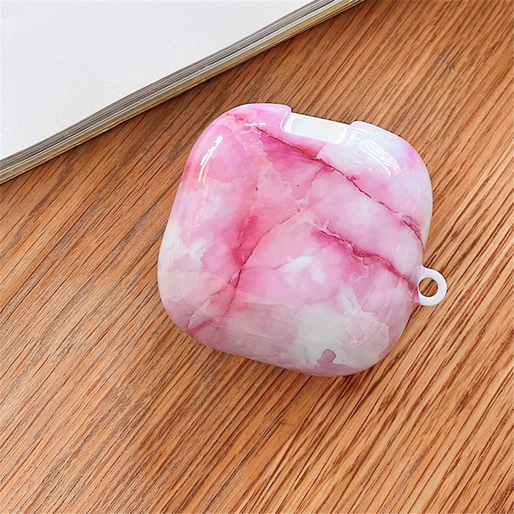 For Beats Fit Pro Bluetooth Earphone Hard PC Protective Case Marble Pattern Anti-drop Dustproof Cover - Pink/White-3
