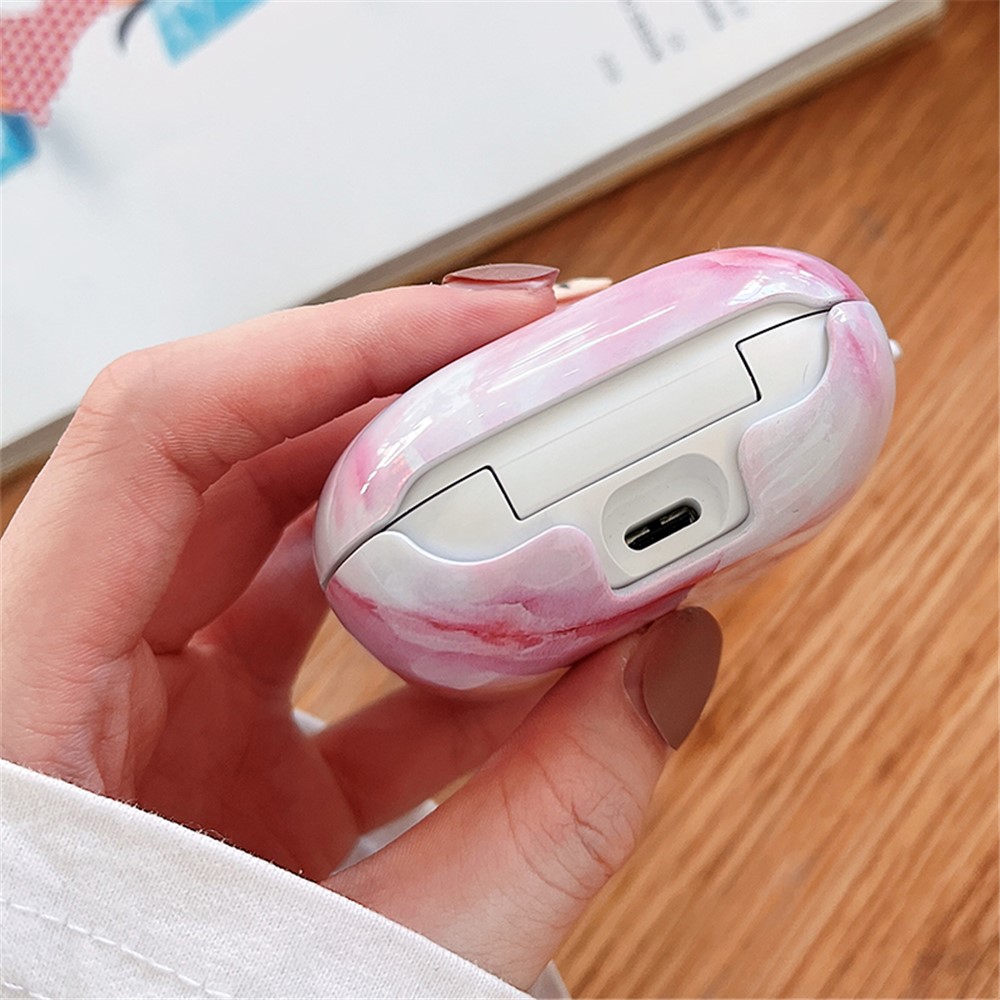 For Beats Fit Pro Bluetooth Earphone Hard PC Protective Case Marble Pattern Anti-drop Dustproof Cover - Pink/White-5