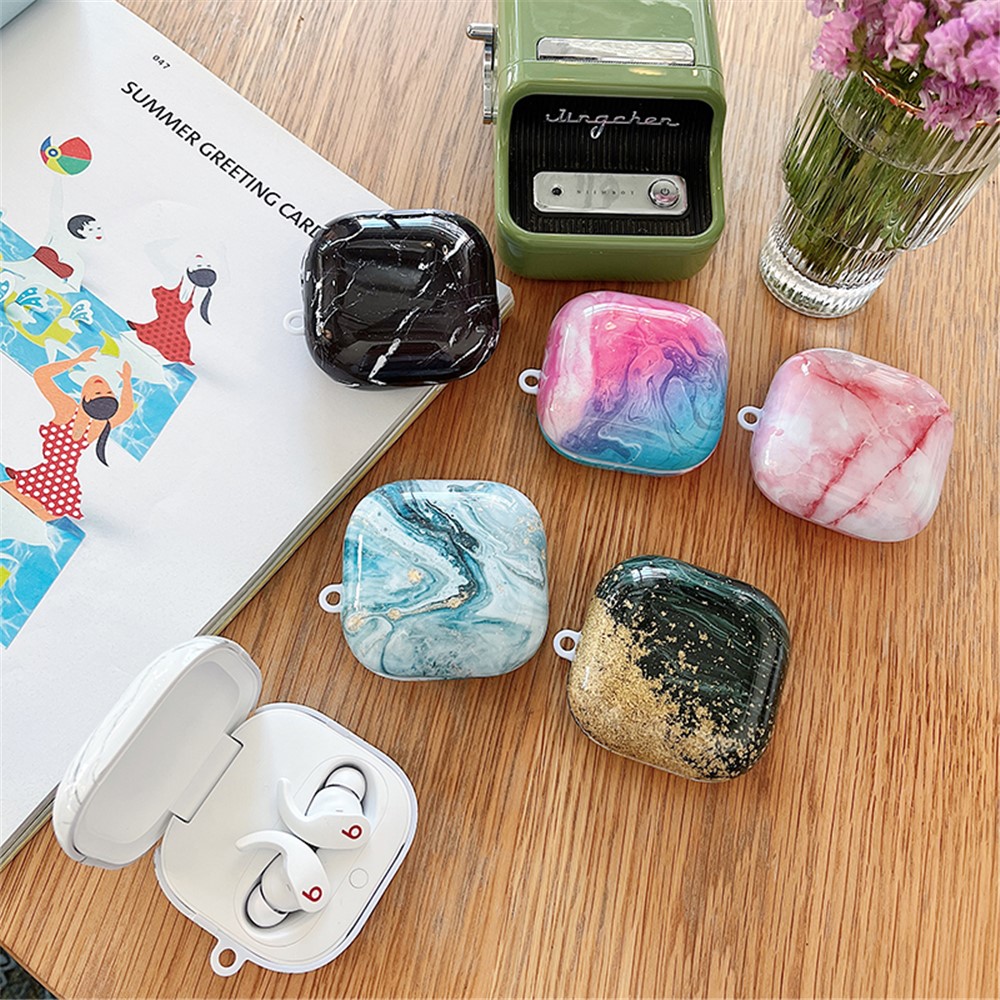 For Beats Fit Pro Bluetooth Earphone Hard PC Protective Case Marble Pattern Anti-drop Dustproof Cover - Pink/White-6
