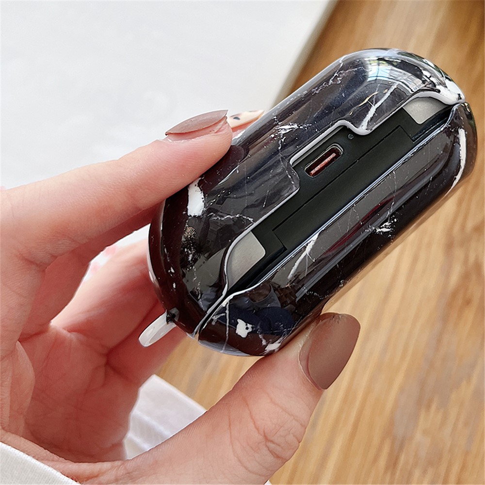 For JBL T280TWS Pro Stylish Marble Pattern Drop-proof Cover Bluetooth Earphone PC Protective Case - Black-4