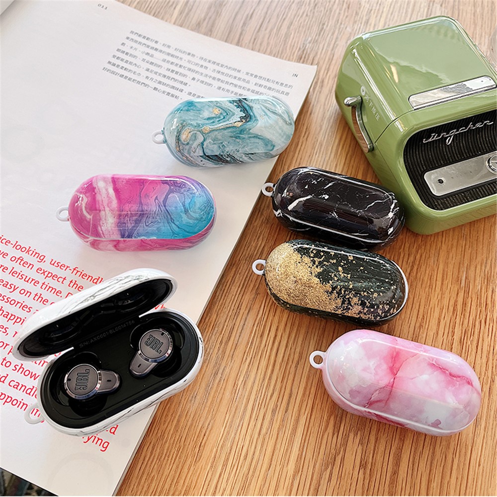 For JBL T280TWS Pro Stylish Marble Pattern Drop-proof Cover Bluetooth Earphone PC Protective Case - Black-6