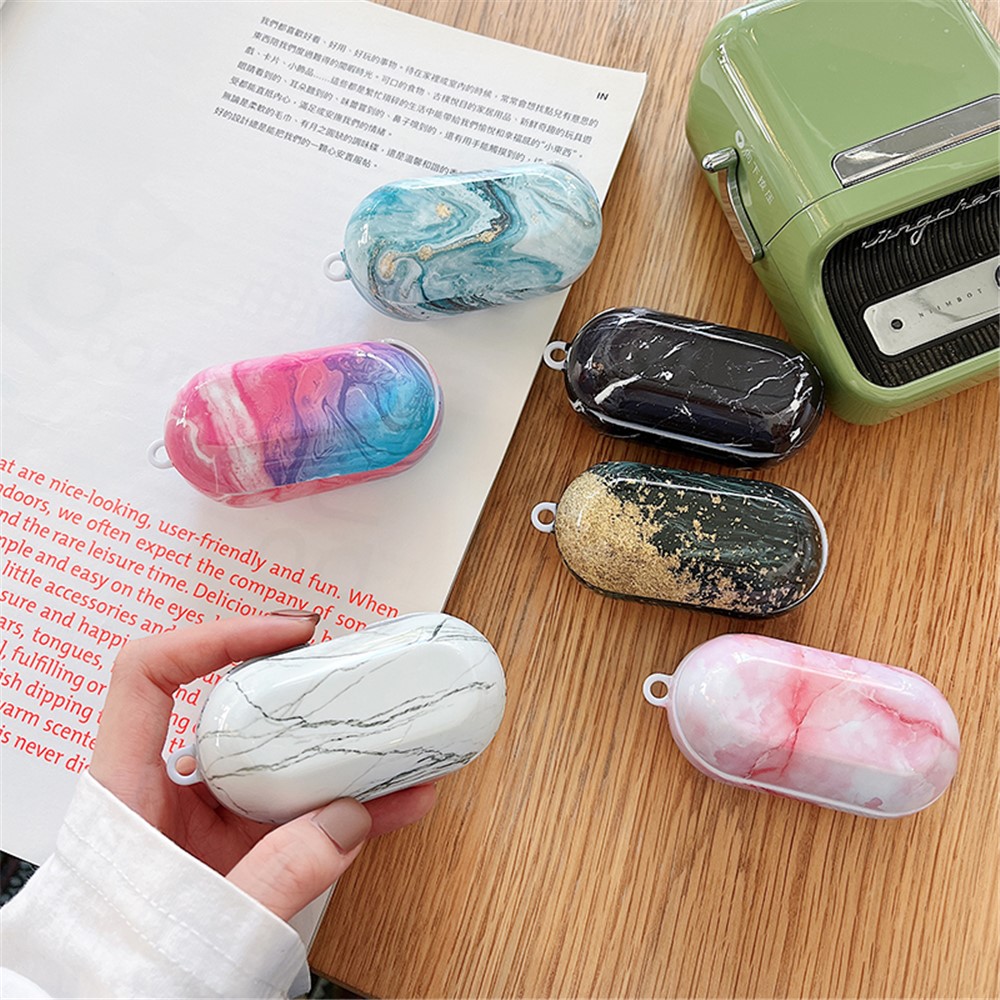 For JBL T280TWS Pro Stylish Marble Pattern Drop-proof Cover Bluetooth Earphone PC Protective Case - Black-7