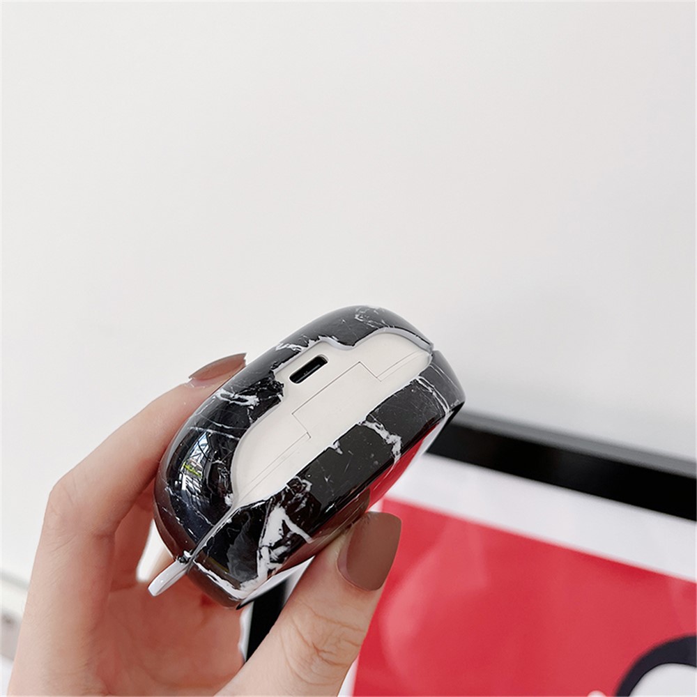 For Baseus WM01 Plus Marble Pattern Bluetooth Earphone PC Anti-drop Case Protective Cover - Black-3