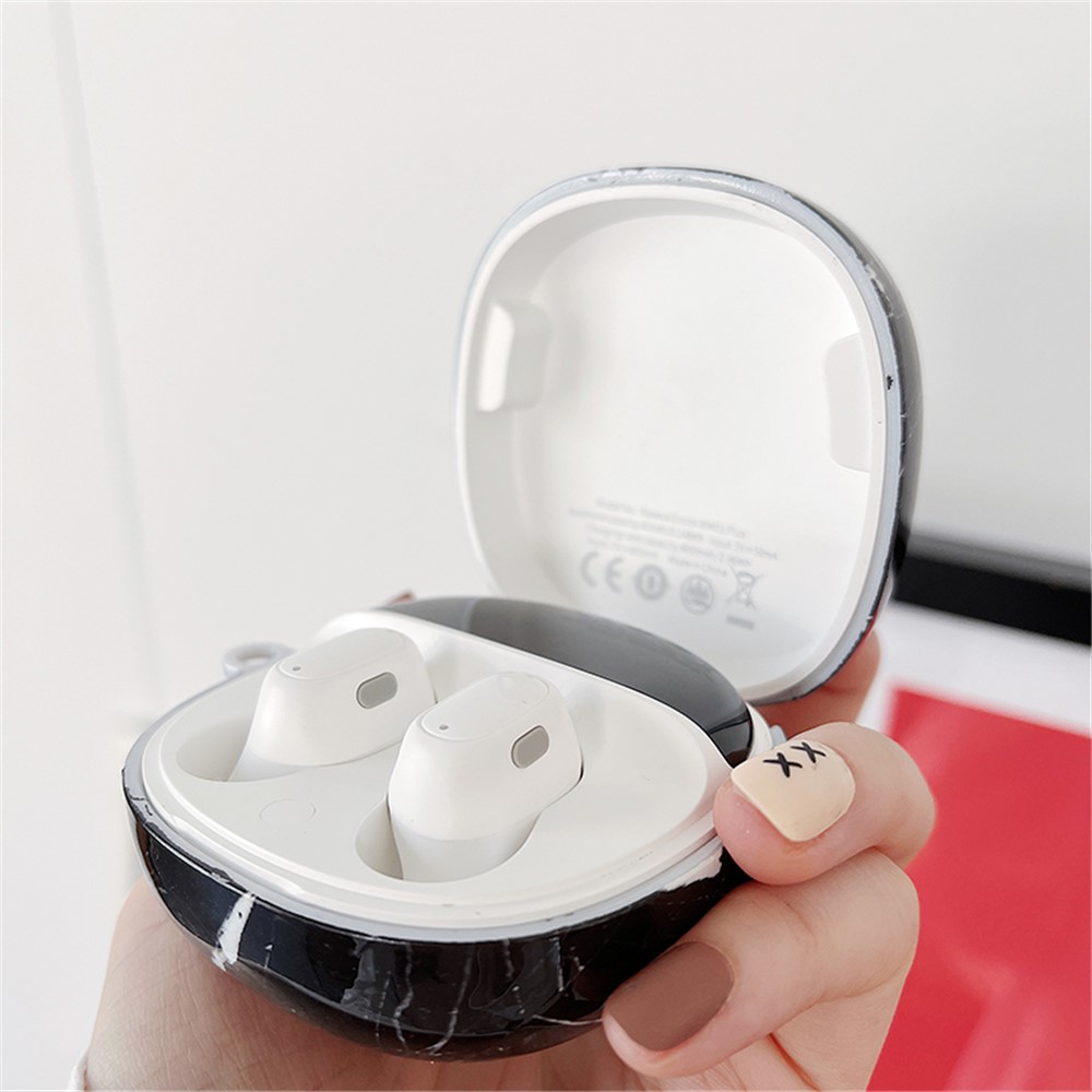 For Baseus WM01 Plus Marble Pattern Bluetooth Earphone PC Anti-drop Case Protective Cover - Black-5