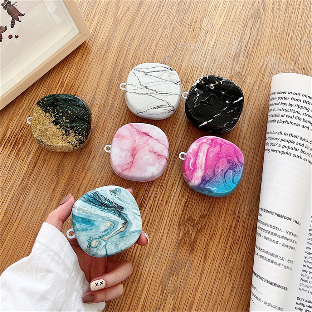 For Baseus WM01 Plus Marble Pattern Bluetooth Earphone PC Anti-drop Case Protective Cover - Black-6