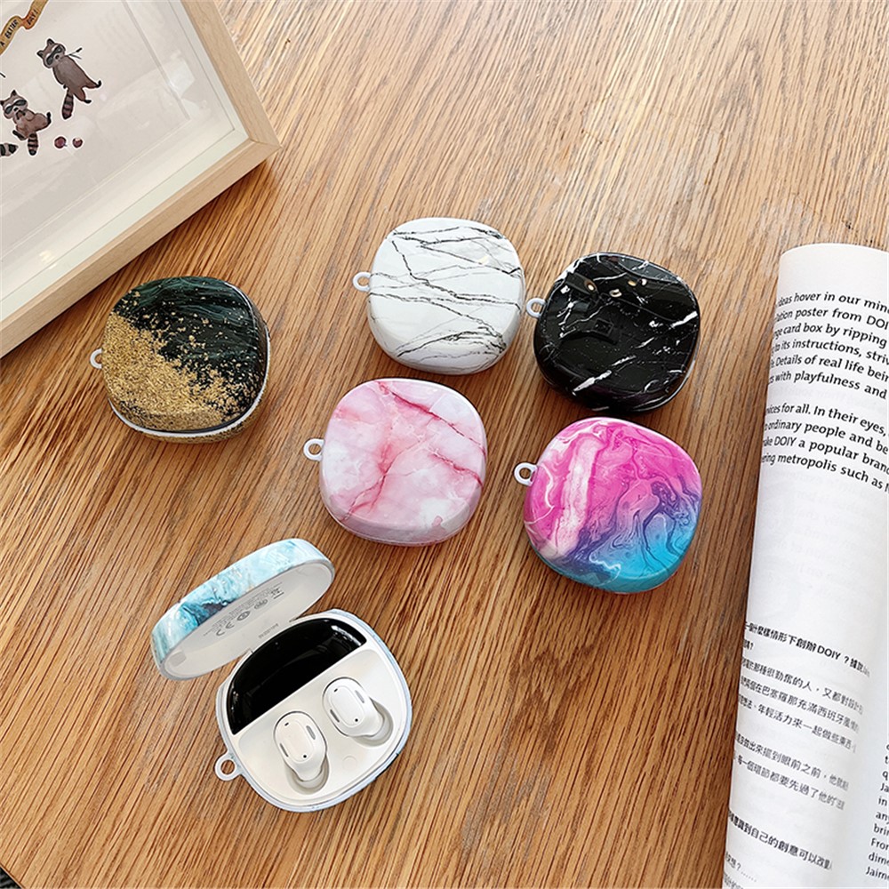 For Baseus WM01 Plus Marble Pattern Bluetooth Earphone PC Anti-drop Case Protective Cover - Black-7