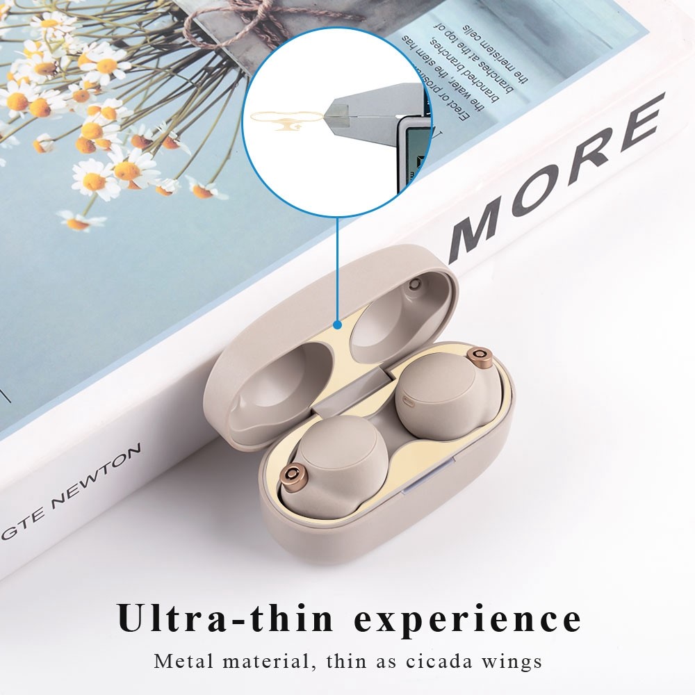 For Sony WF-1000XM4 Bluetooth Earphone Metal Dust-proof Guard Sticker Charging Case Cover - Rose Gold-4