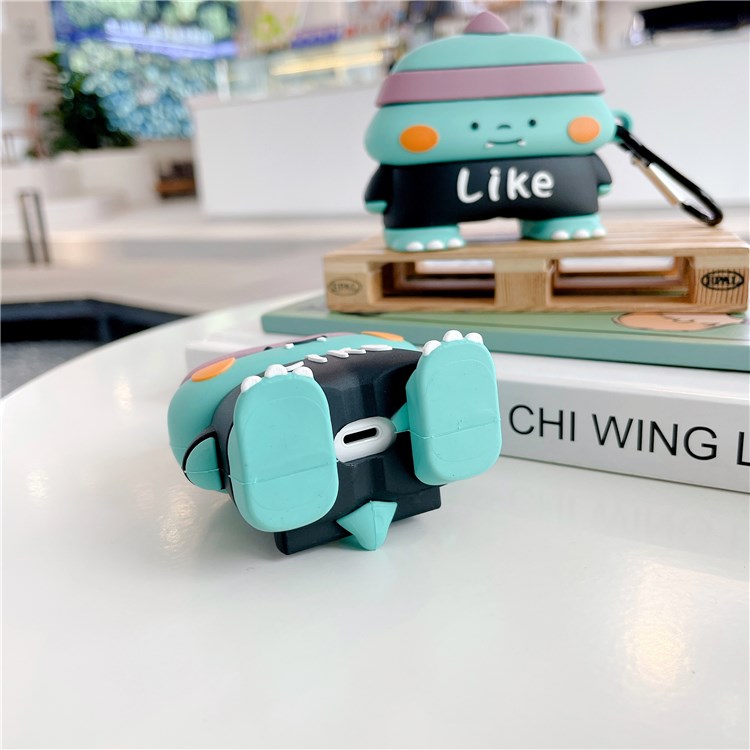 Earphone Silicone Case for Apple AirPods 3, Charging Box Cute Dinosaur Design Drop-proof Cover Protector with Hook-6