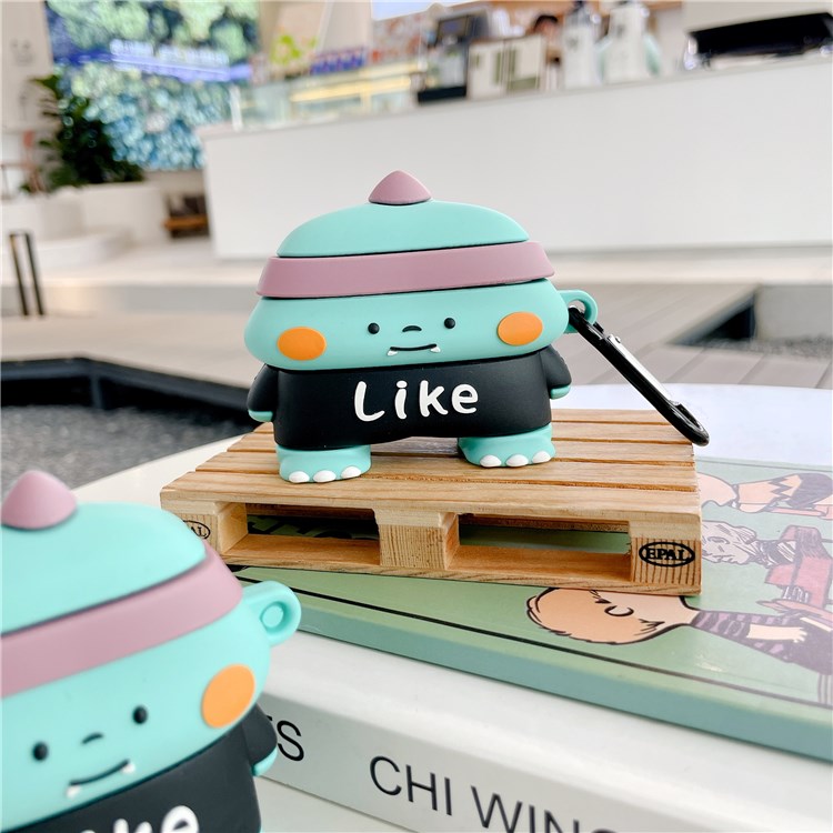 Earphone Silicone Case for Apple AirPods 3, Charging Box Cute Dinosaur Design Drop-proof Cover Protector with Hook-7