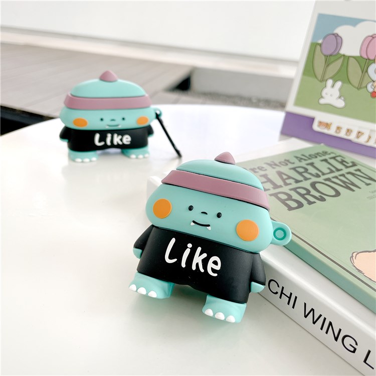 Earphone Silicone Case for Apple AirPods 3, Charging Box Cute Dinosaur Design Drop-proof Cover Protector with Hook-9