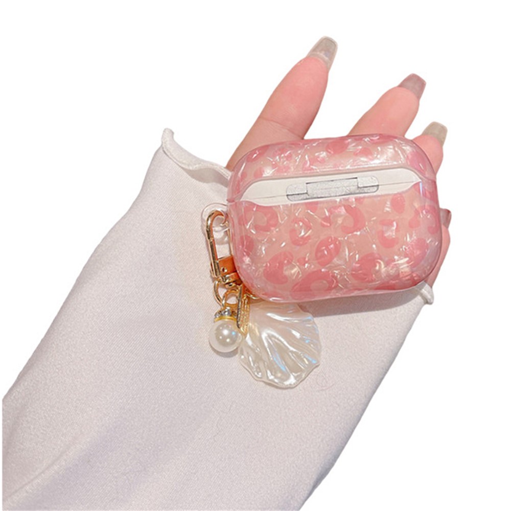For Apple AirPods Pro Shell Grain Bluetooth Earphone TPU Protective Cover Charging Case Sleeve with Shell Pearl Pendant-1