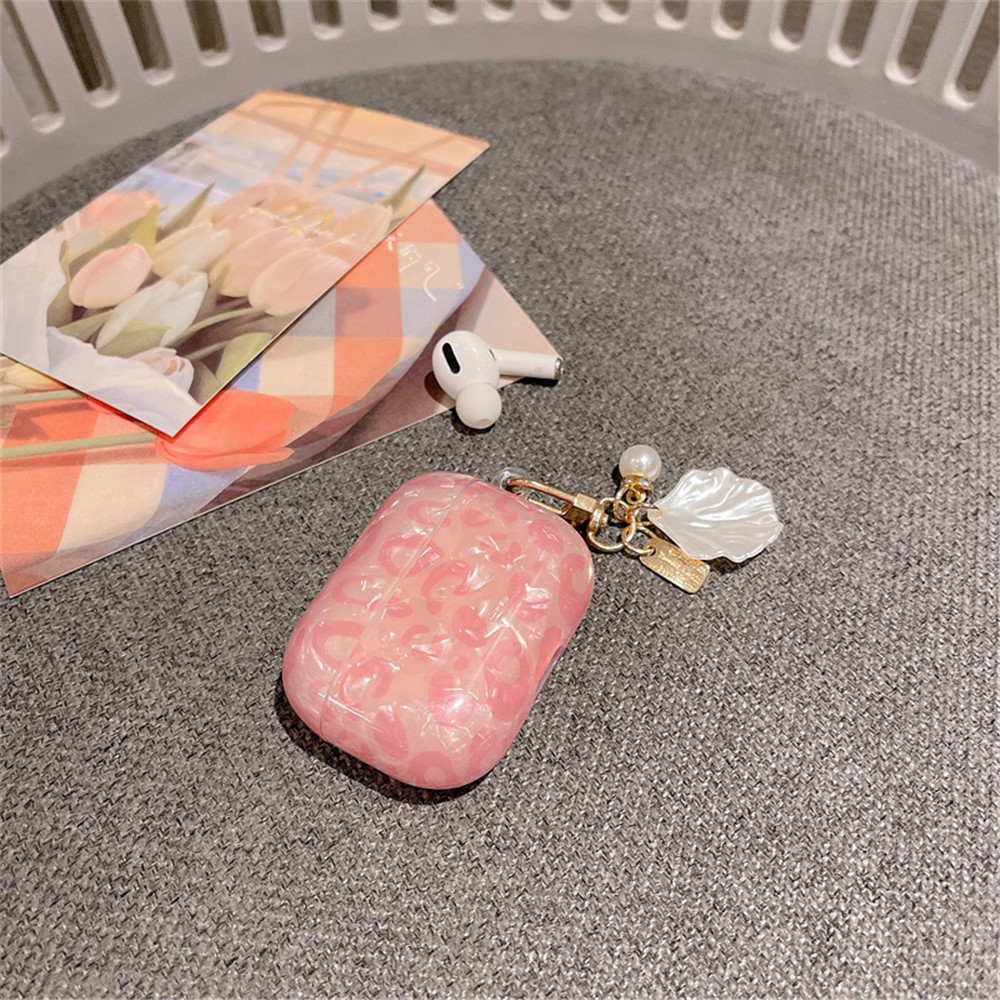 For Apple AirPods Pro Shell Grain Bluetooth Earphone TPU Protective Cover Charging Case Sleeve with Shell Pearl Pendant-3