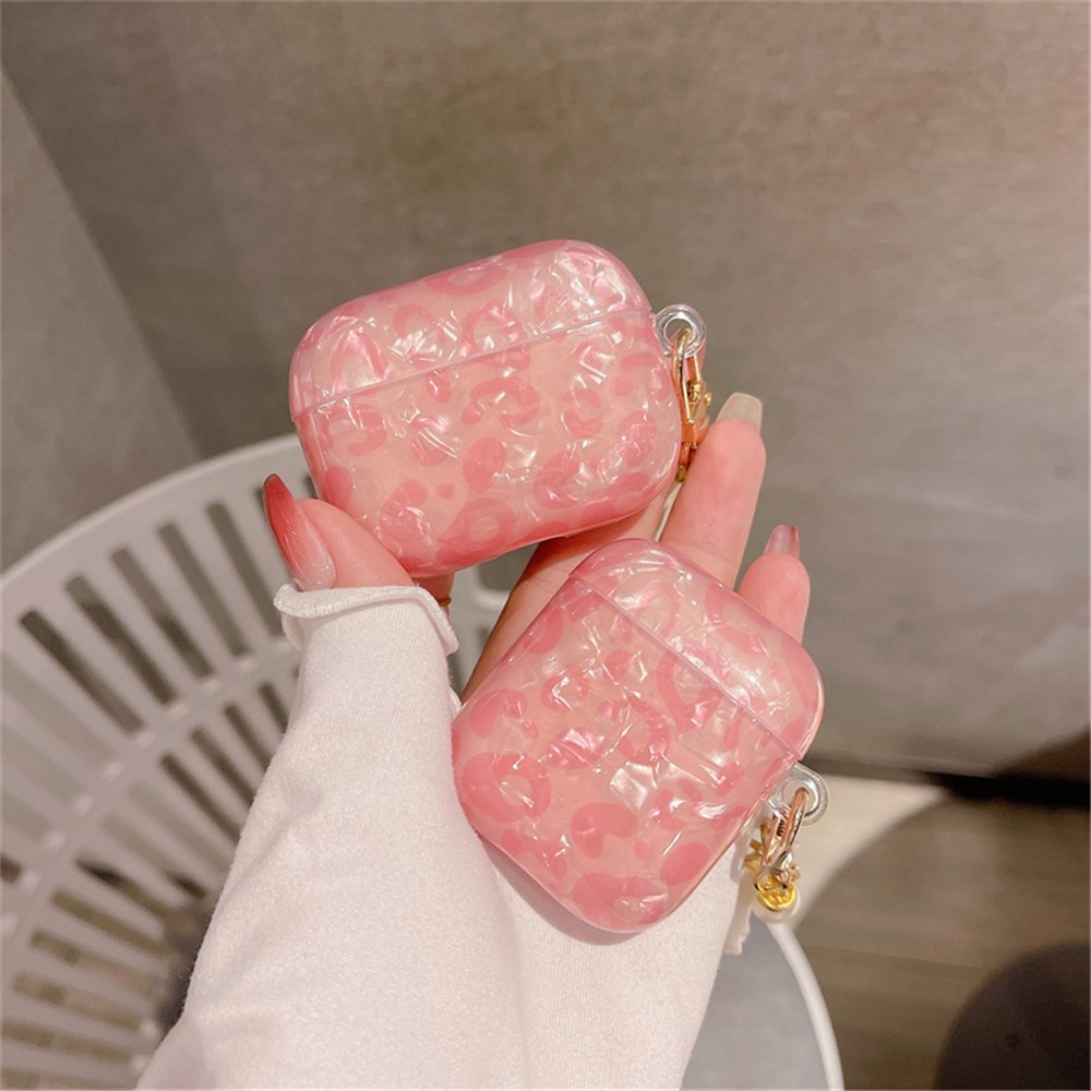 For Apple AirPods Pro Shell Grain Bluetooth Earphone TPU Protective Cover Charging Case Sleeve with Shell Pearl Pendant-4