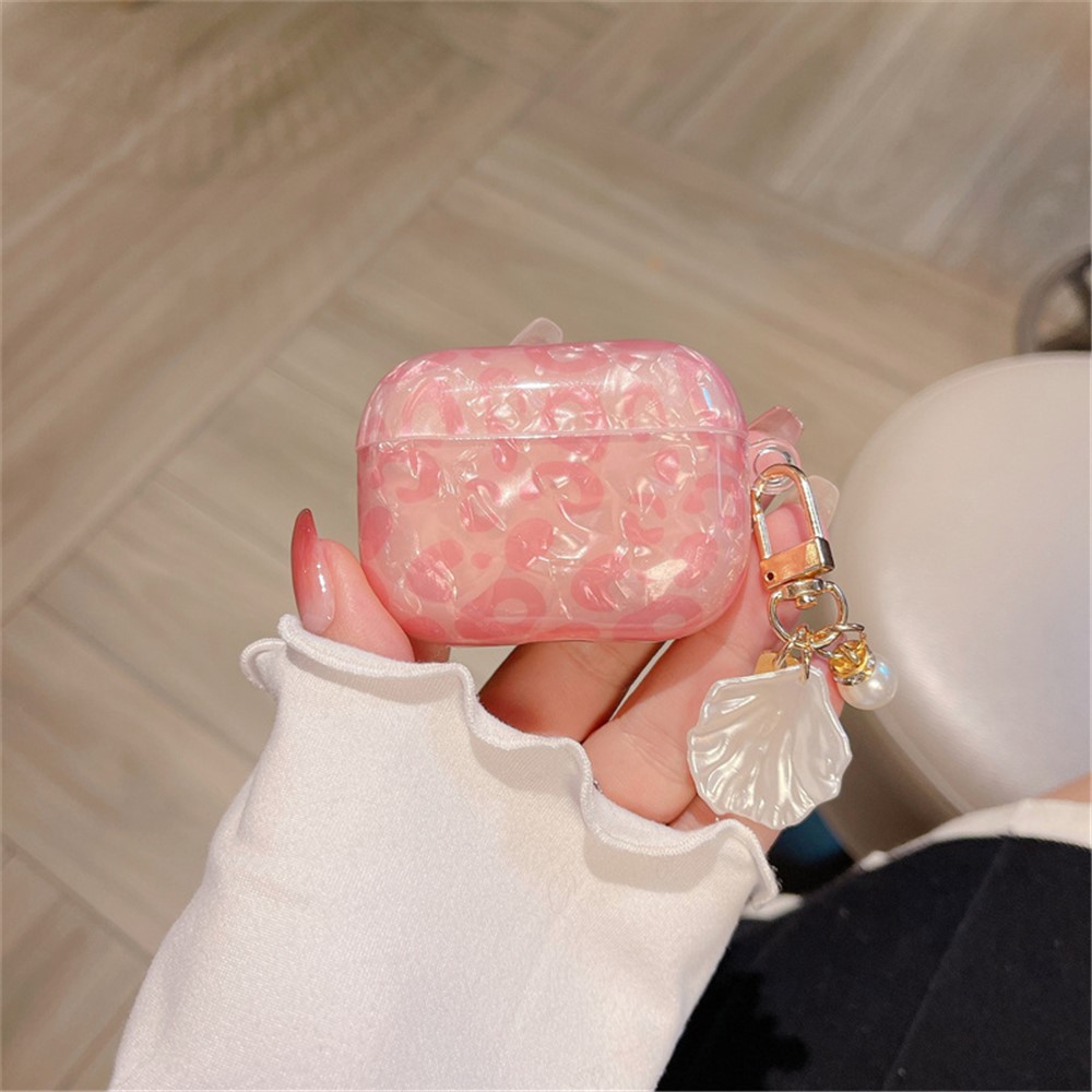 For Apple AirPods Pro Shell Grain Bluetooth Earphone TPU Protective Cover Charging Case Sleeve with Shell Pearl Pendant-5