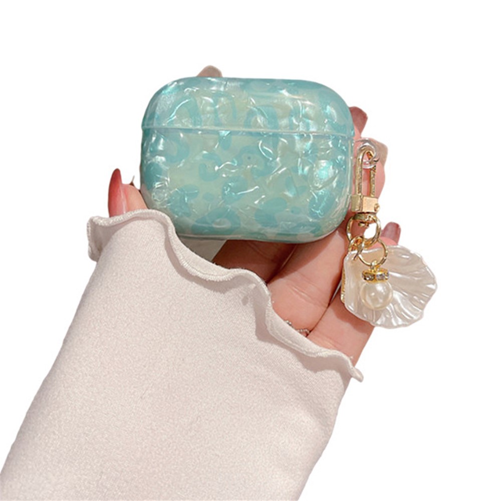 For Apple AirPods Pro Fashionable Shell Grain Bluetooth Earphone TPU Case Shell Pearl Pendant Design Protective Cover-1
