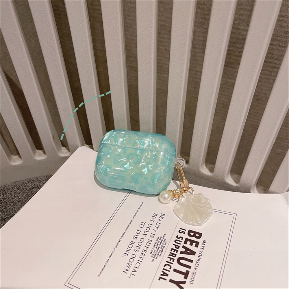 For Apple AirPods Pro Fashionable Shell Grain Bluetooth Earphone TPU Case Shell Pearl Pendant Design Protective Cover-5