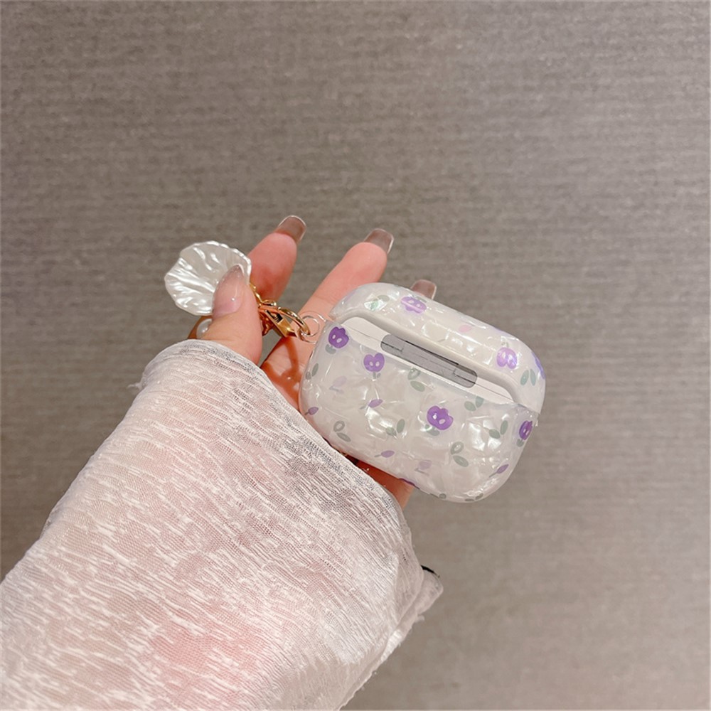 Tulip Shell Skin Protective Case for Apple AirPods Pro, Bluetooth Earphone TPU Cover with Shell-shaped Pendant-8